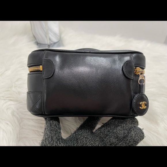 Lambskin Vanity Cosmetic Case Black #2 - Picture 4 of 15